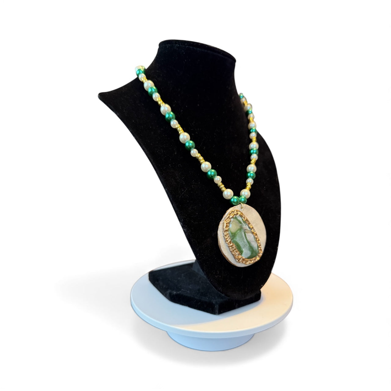 White Green Pearl Necklace