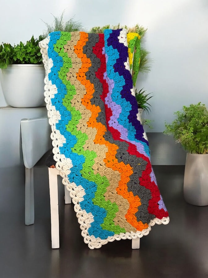 Color Burst Crochet Blanket- Full Size