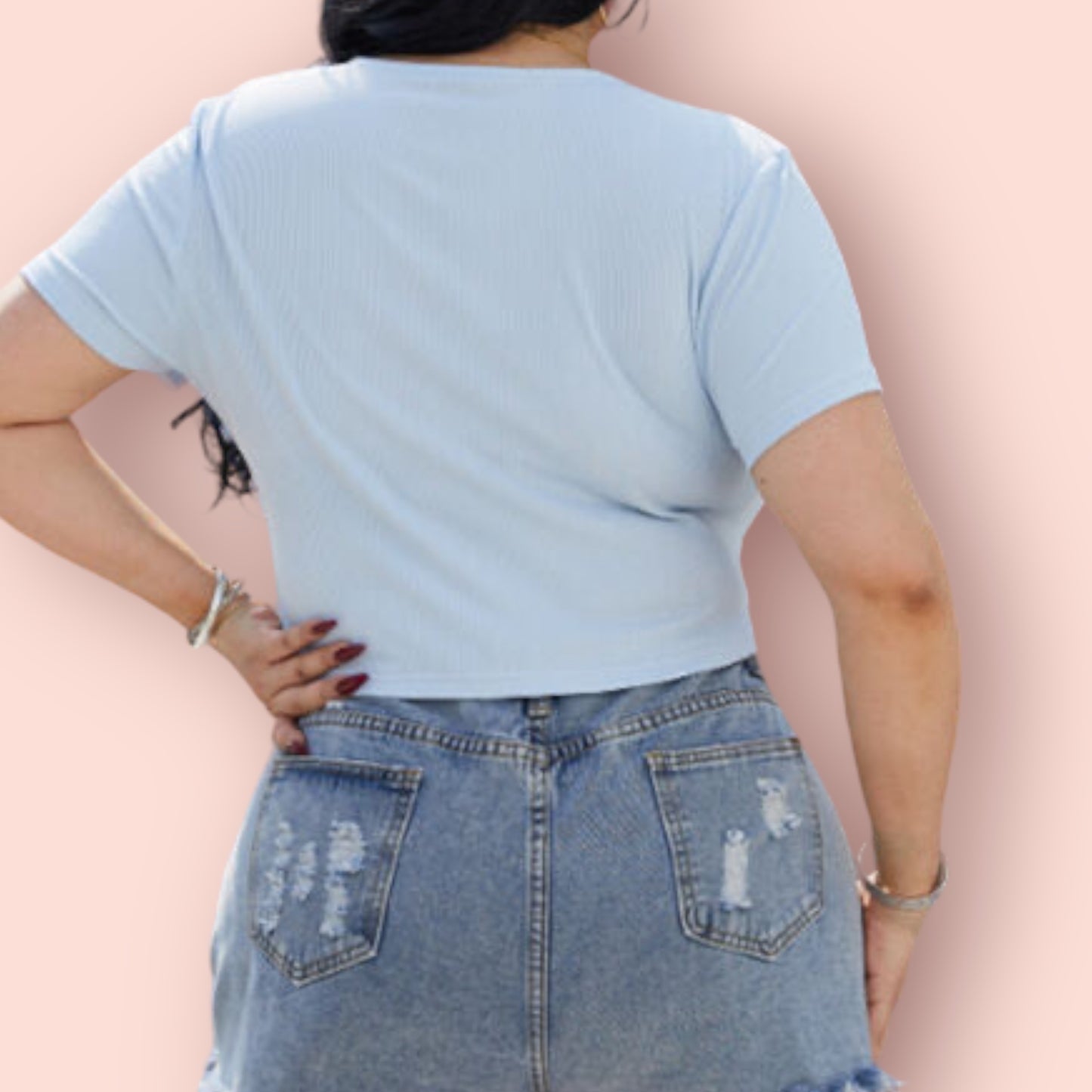 Made Just For You! Plus Size Ruched Surplice Short Sleeve Shirt