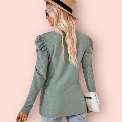 Made Just For You! Round Neck Puff Sleeve Blouse