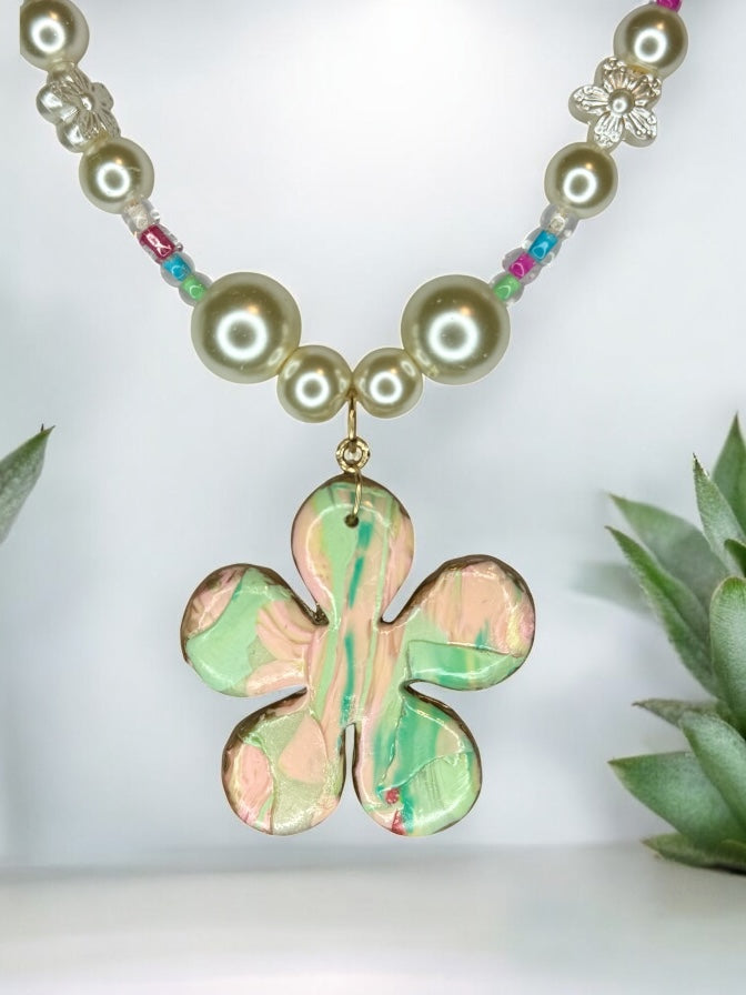 Pastel Bloom Pearl Necklace