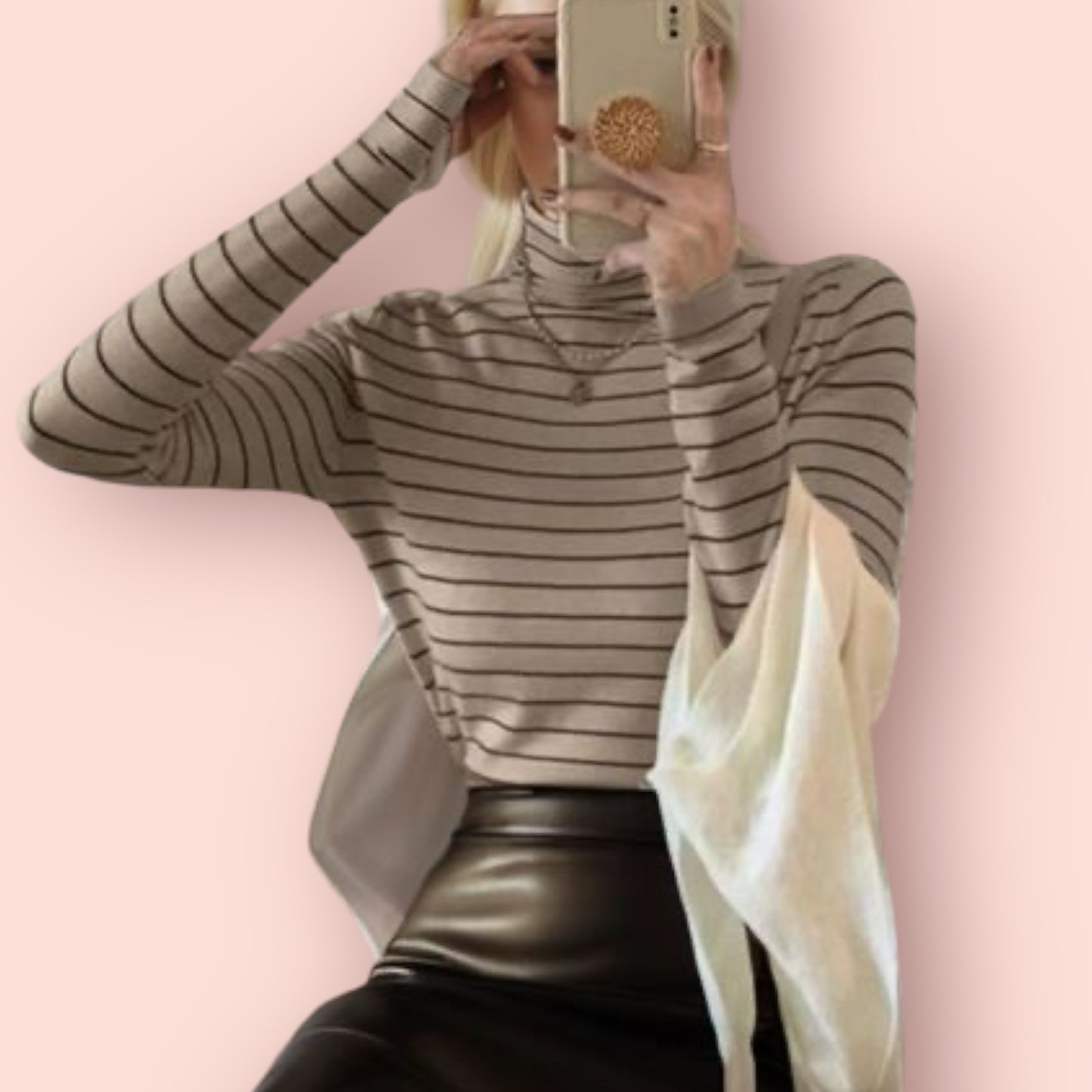 Made Just For You! Striped Turtleneck Long Sleeve Shirt