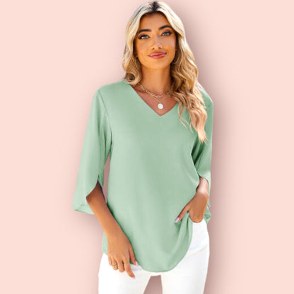 Made Just For You! V-Neck Three-Quarter Sleeve Top