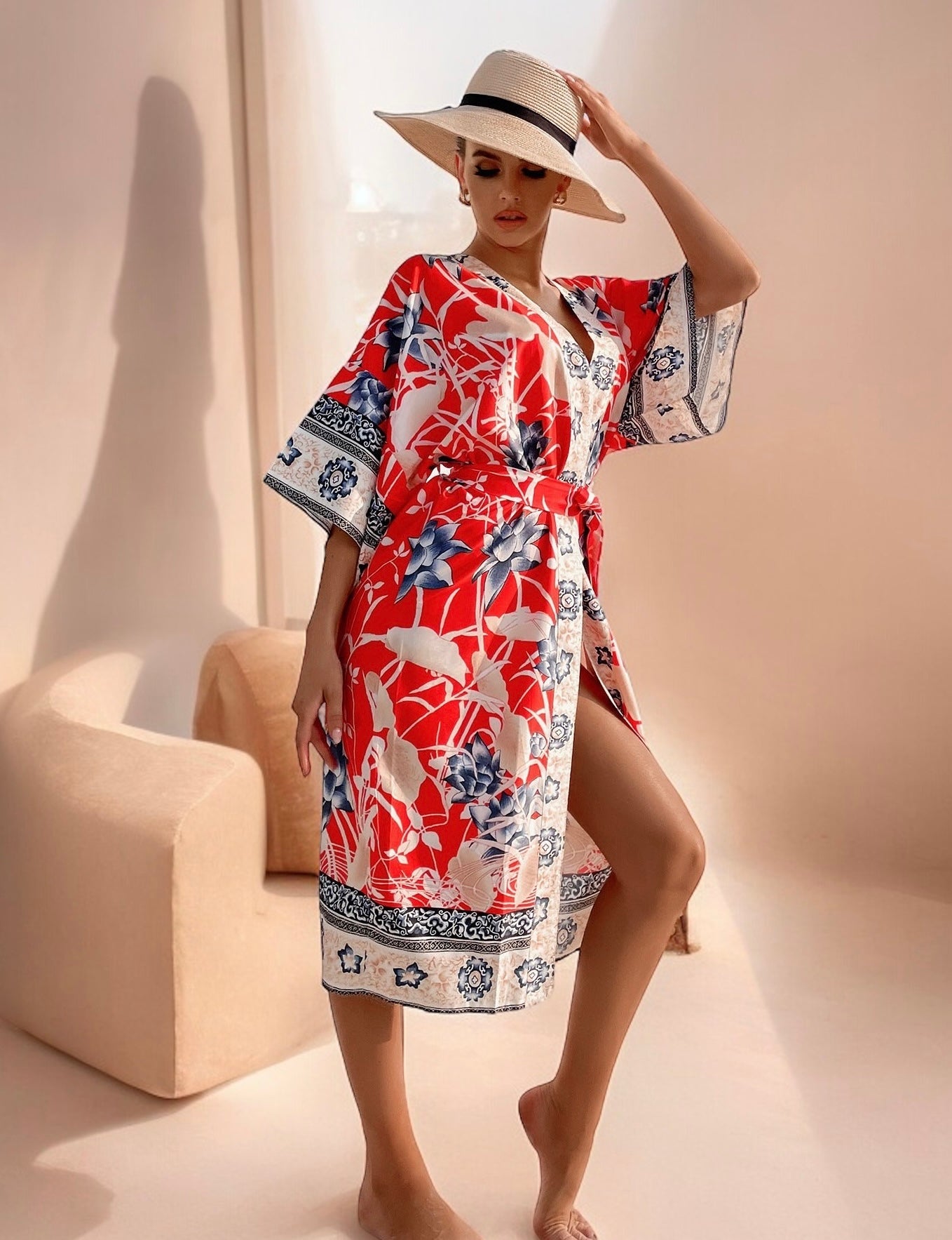 Beachwear Dress Blouse Long Kimono Printed Sexy Bikini