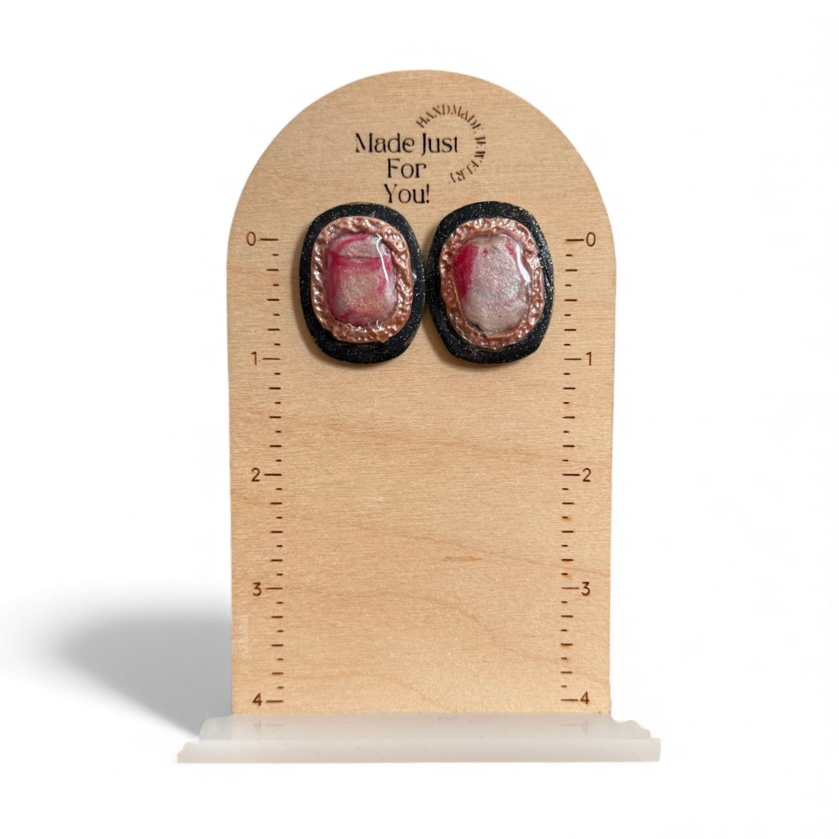 Pearly Black Marble Earrings