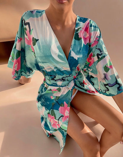 Beachwear Dress Blouse Long Kimono Printed Sexy Bikini