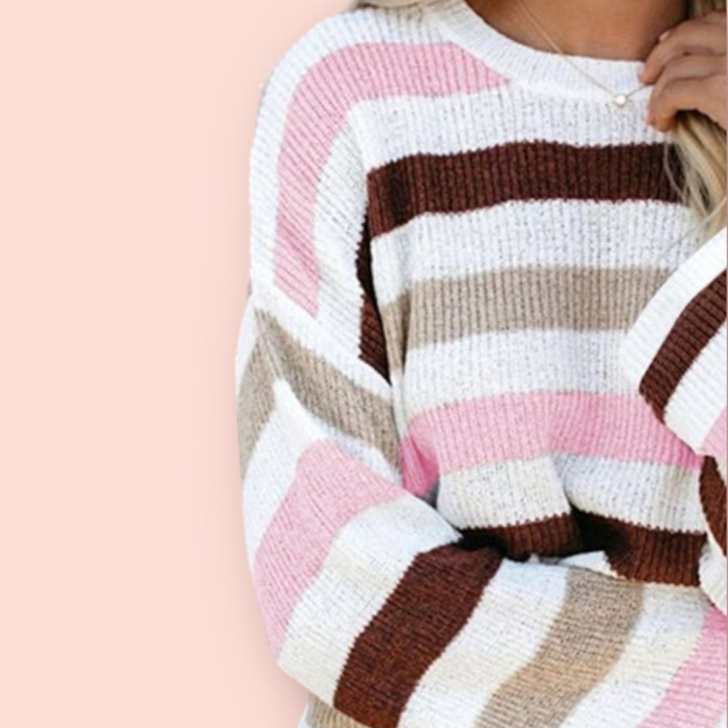 Made Just For You! Striped Slit Round Neck Sweater