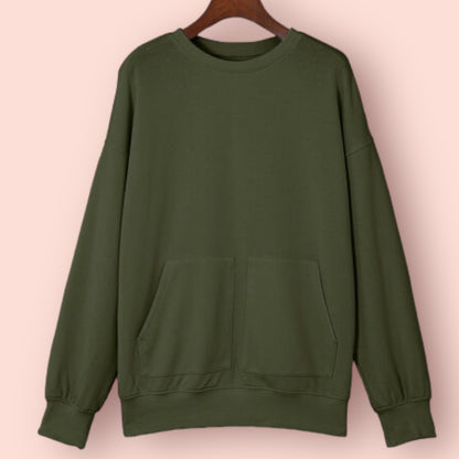 Made Just For You! Pocketed Round Neck Sweatshirt