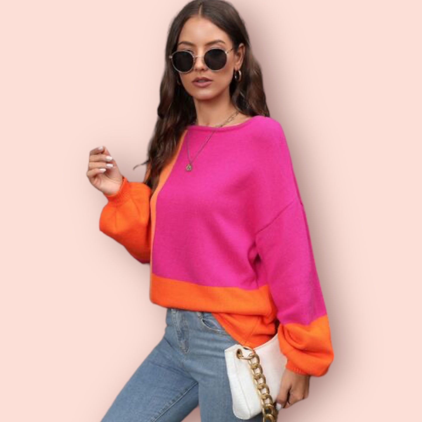 Made Just For You! Color Block Round Neck Sweater