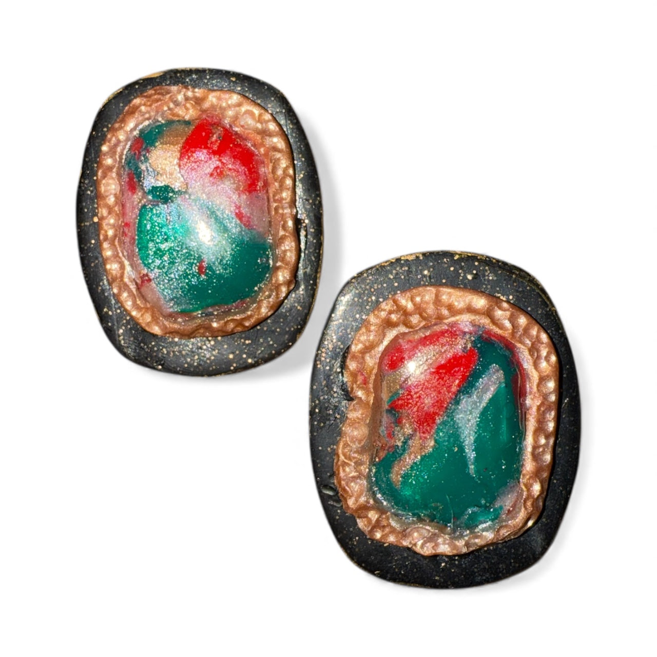 Pearly Black Marble Earrings