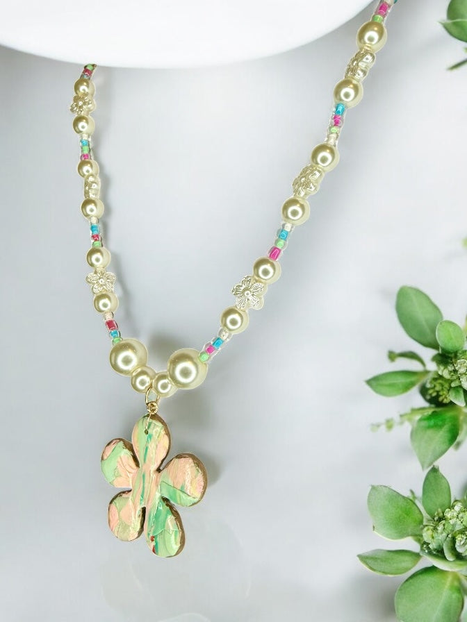 Pastel Bloom Pearl Necklace