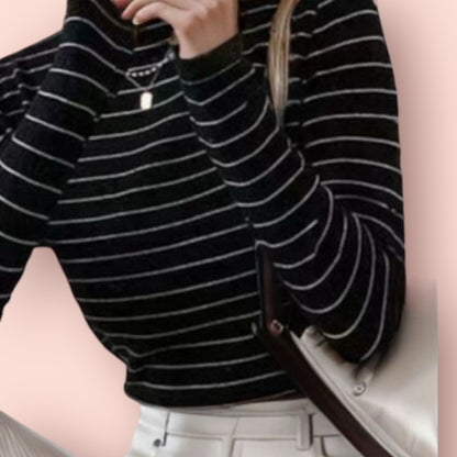 Made Just For You! Striped Turtleneck Long Sleeve Shirt