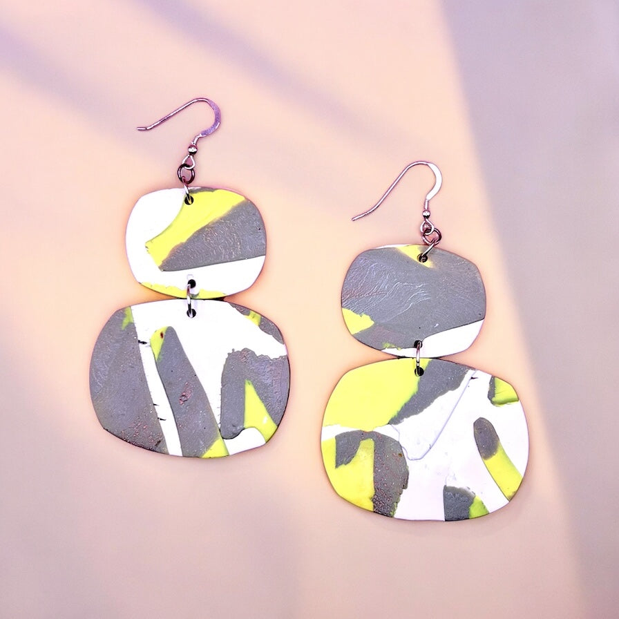 Gray Me Up In Yellow Earrings