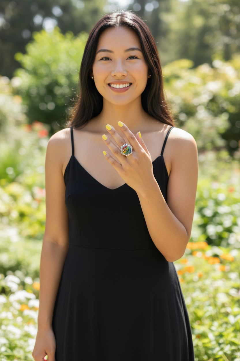 Rainbow Mosaic Adjustable Ring
