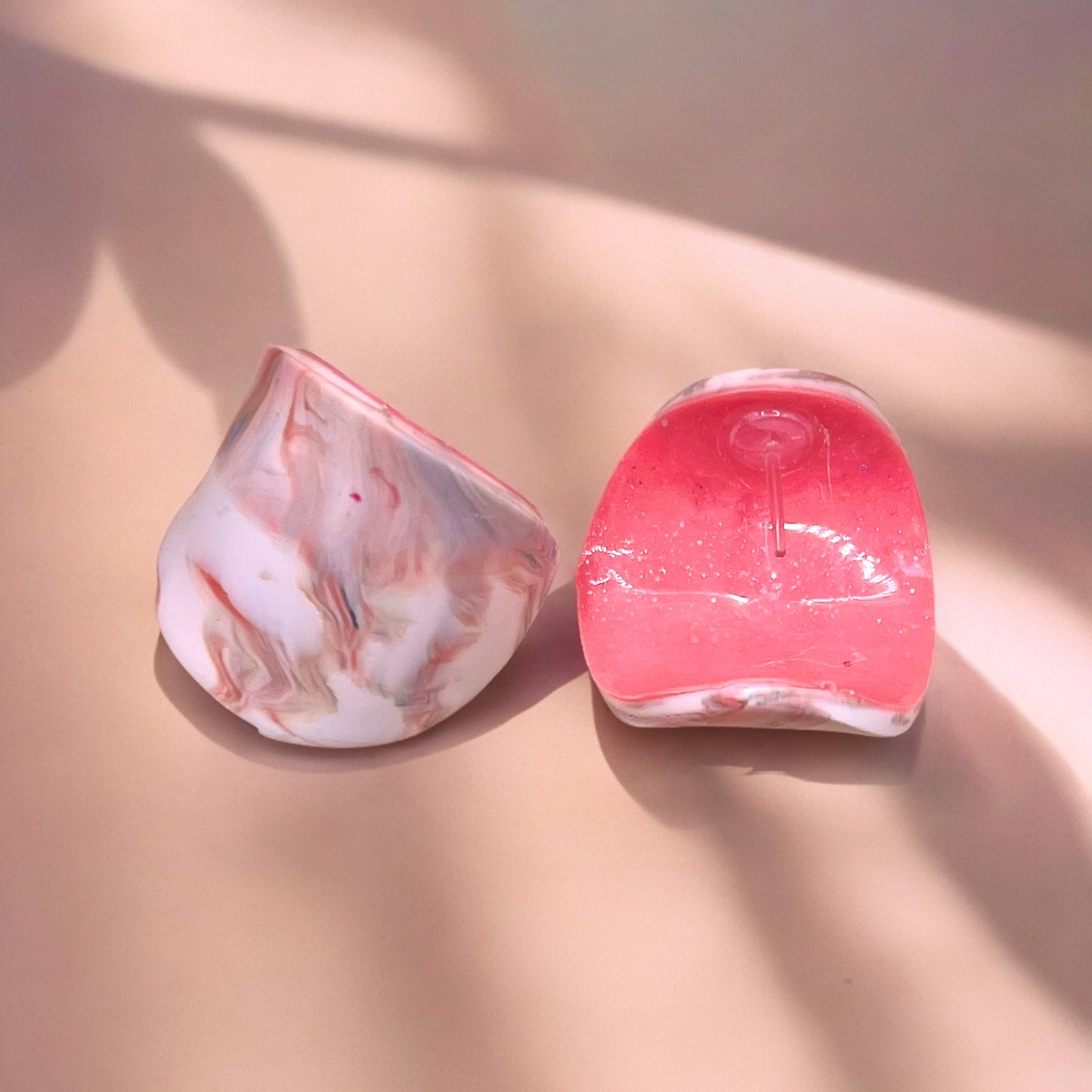 Pink Marble Curve Studs