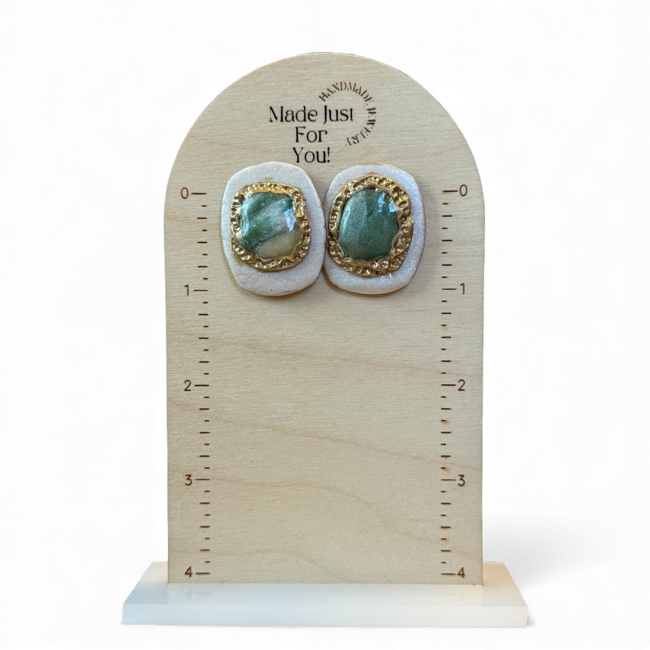 White Green Pearl Earrings