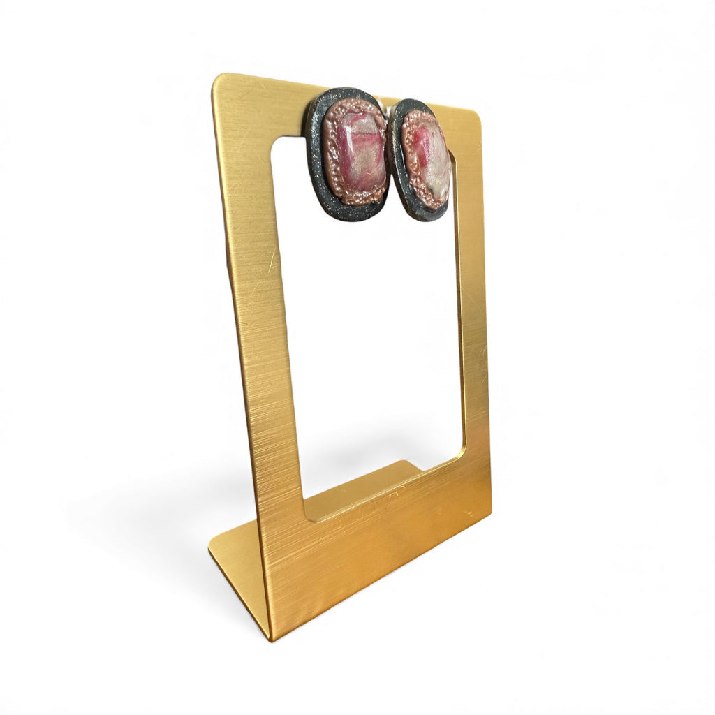 Pearly Black Marble Earrings