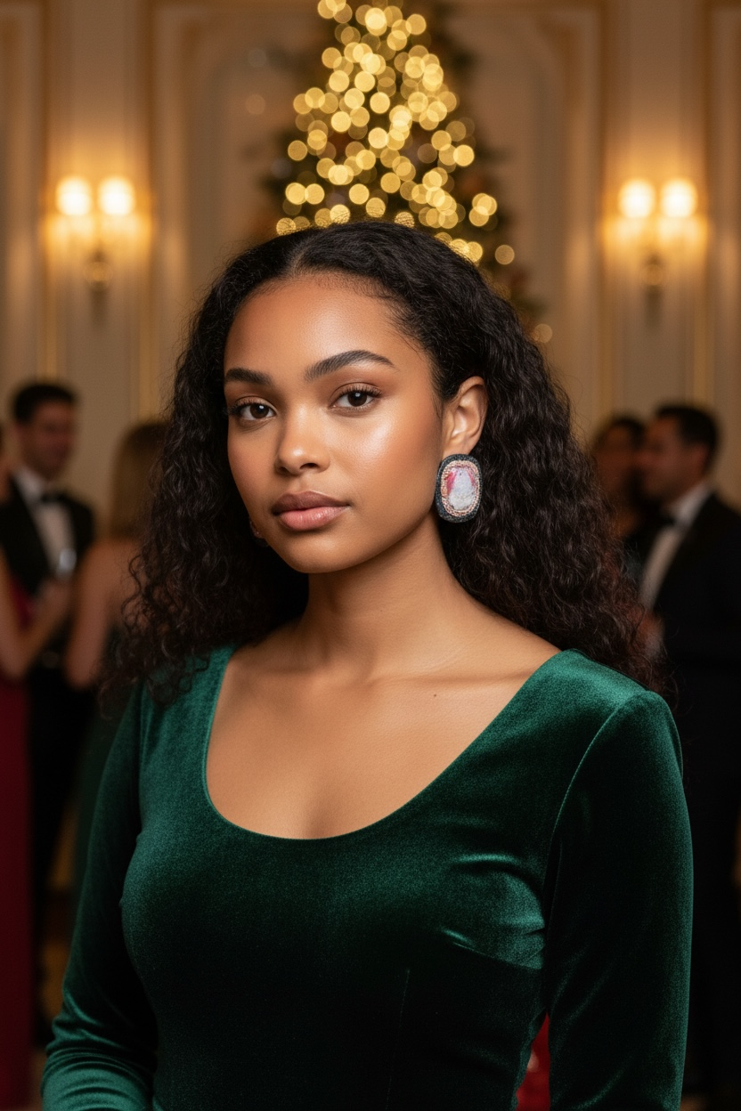 Pearly Black Marble Earrings
