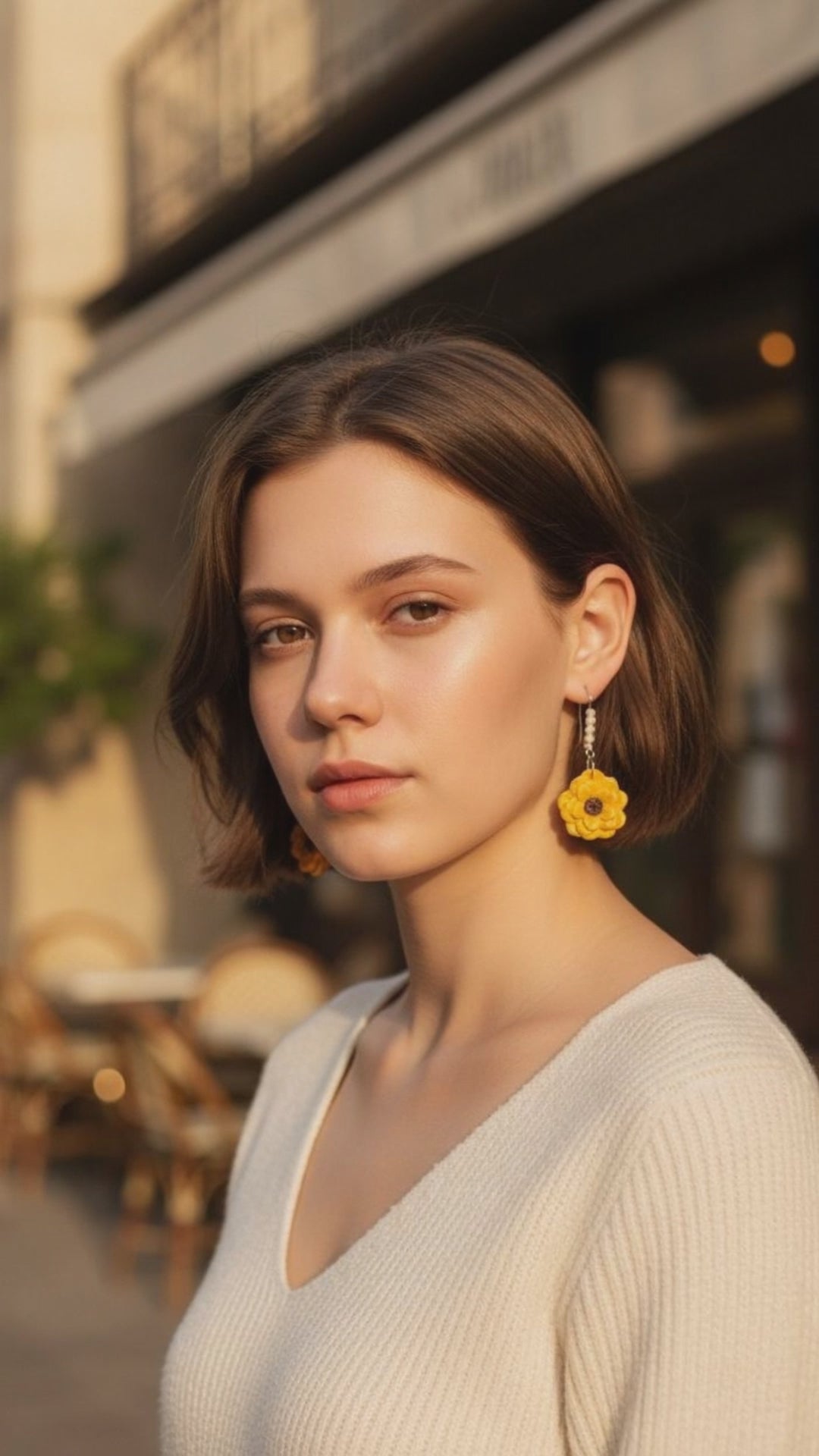 Golden Sunflower Pearl Dangles