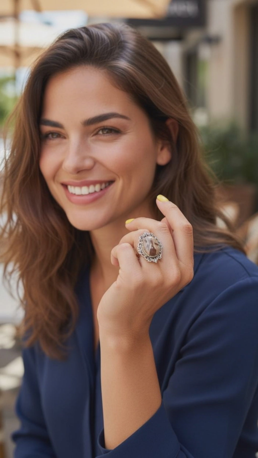 Mocha Marble Adjustable Ring