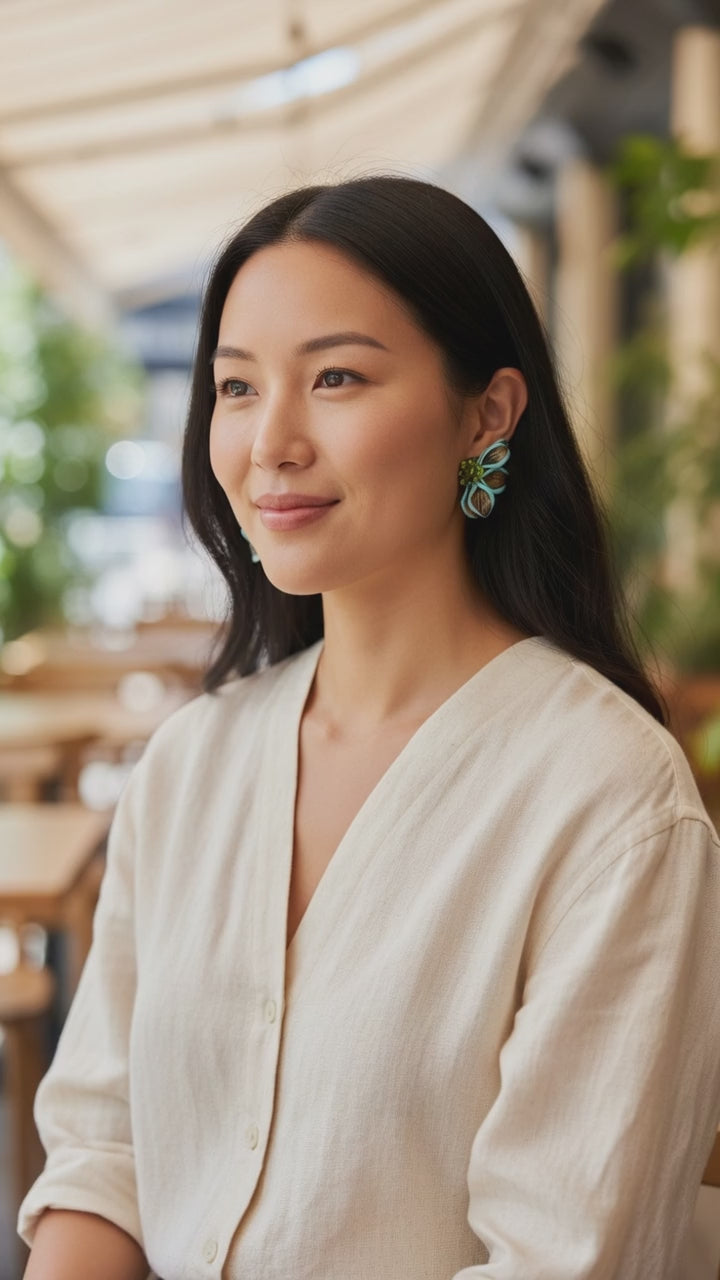 Blue Magnolia Earrings